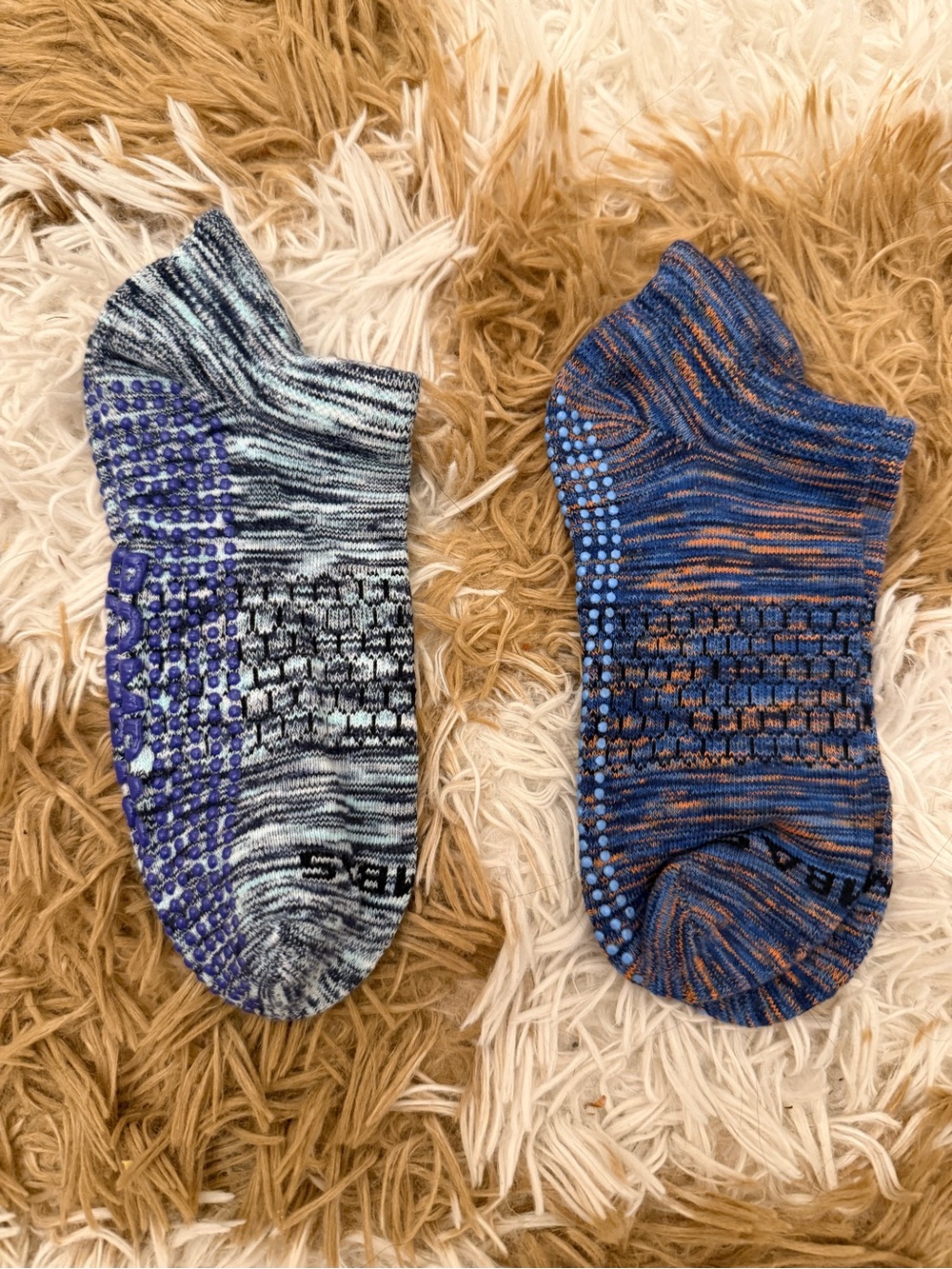 Bombas Low-Cut Non-Slip Socks — Blue Mix & Navy Orange Mix